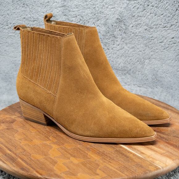 Marc Fisher Yarita Women Size 9.5M Brown Suede Pull On Pointed Toe Ankle Bootie - Picture 1 of 6